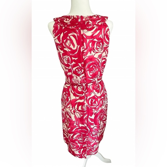 Kate Spade New York Minnie Rose Silk Dres 8 Belted Sleeveless Floral Pink White - Picture 8 of 15